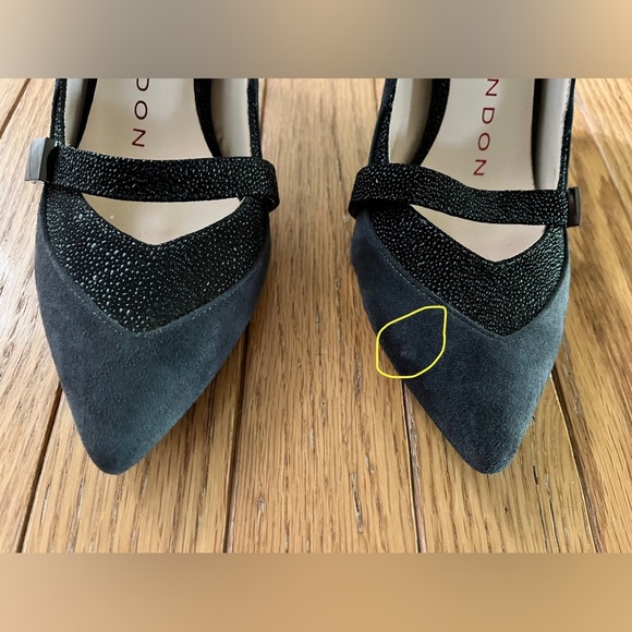 SACHA LONDON charcoal gray suede 3.5 inch boss stiletto heels size 6.5 - Picture 6 of 8